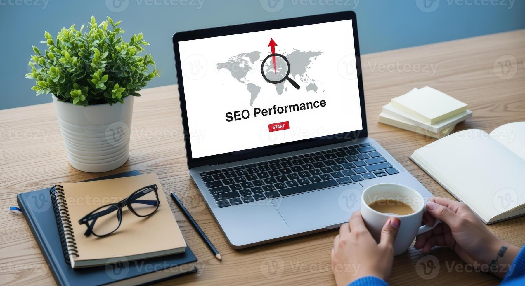 SEO Performance Displayed on Laptop Screen with Analytics Tools for Business Strategy and Improvement photo