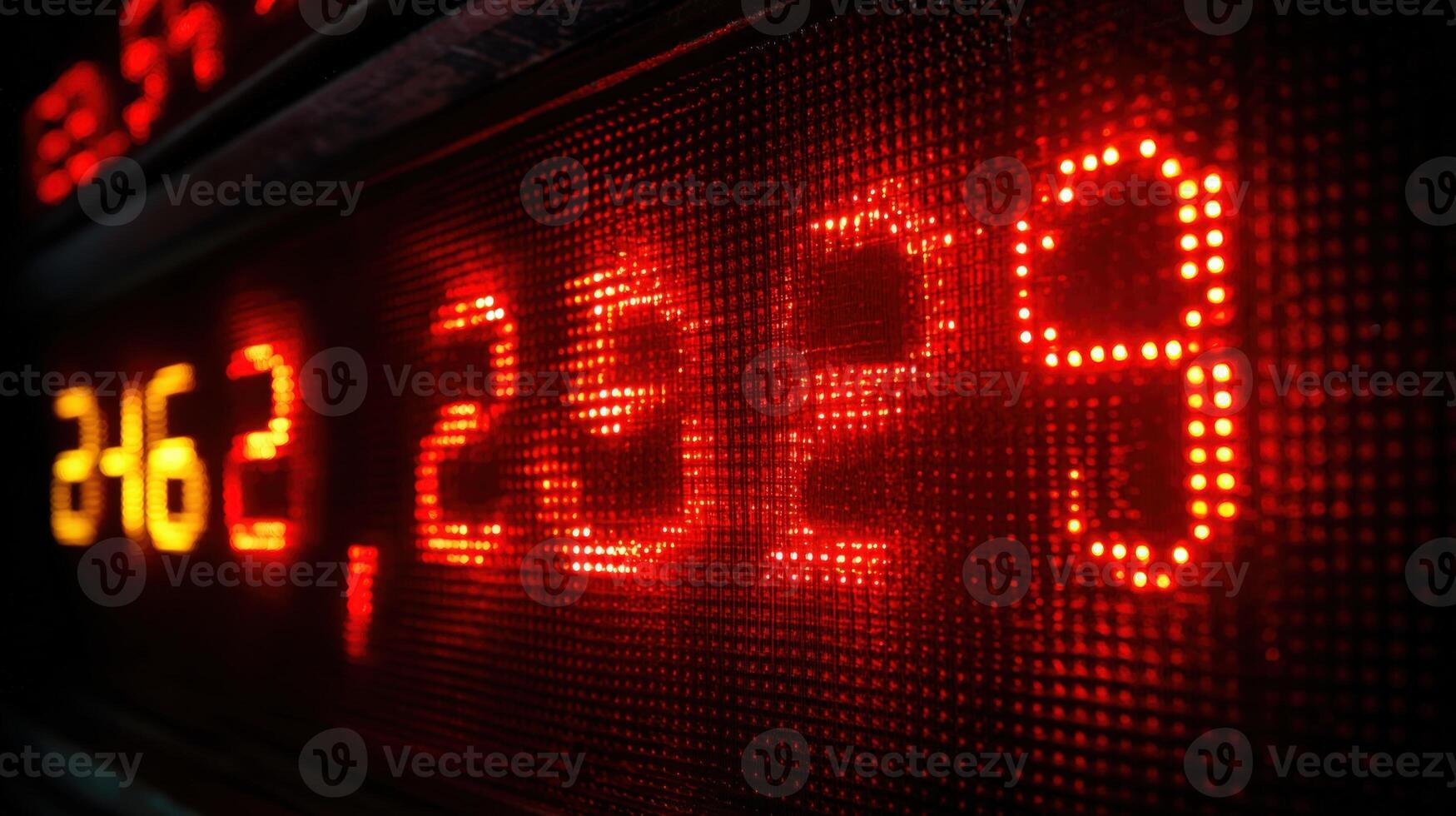 Digital Display Showing Large Number in Red LED Lights for Finance and Technology Concepts photo