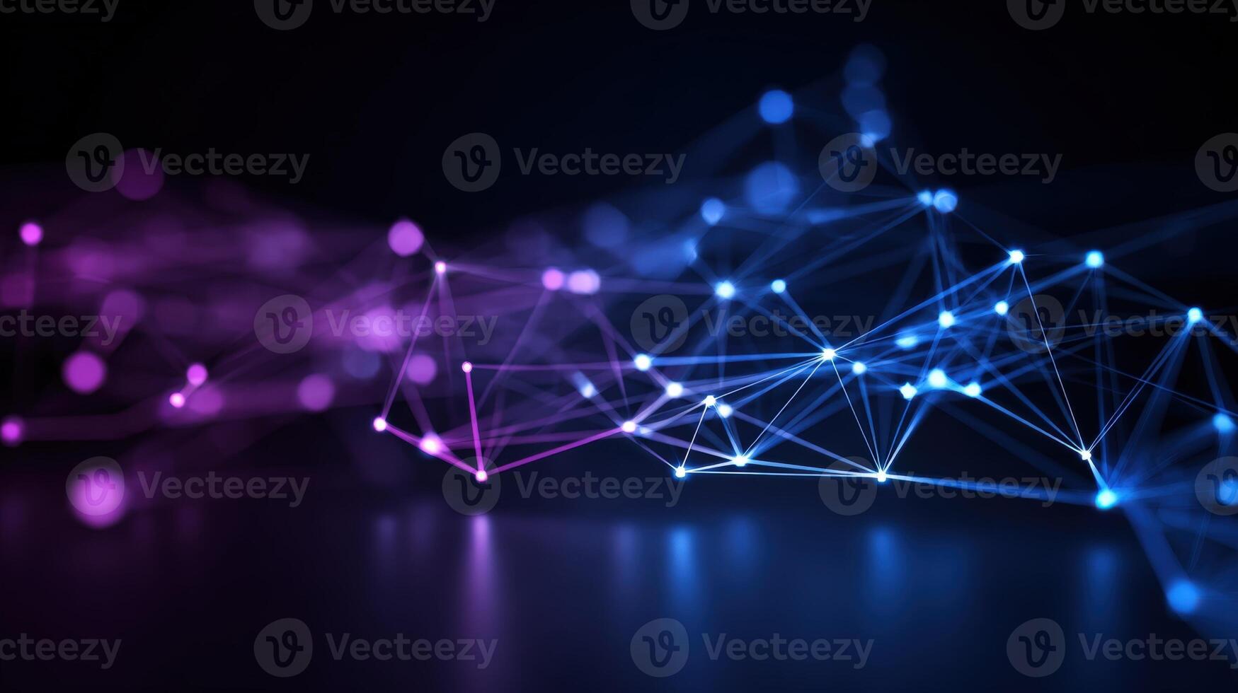 Abstract Network Connection Structure with Pink and Blue Lights, Artificial Intelligence, Data Science Visualization photo