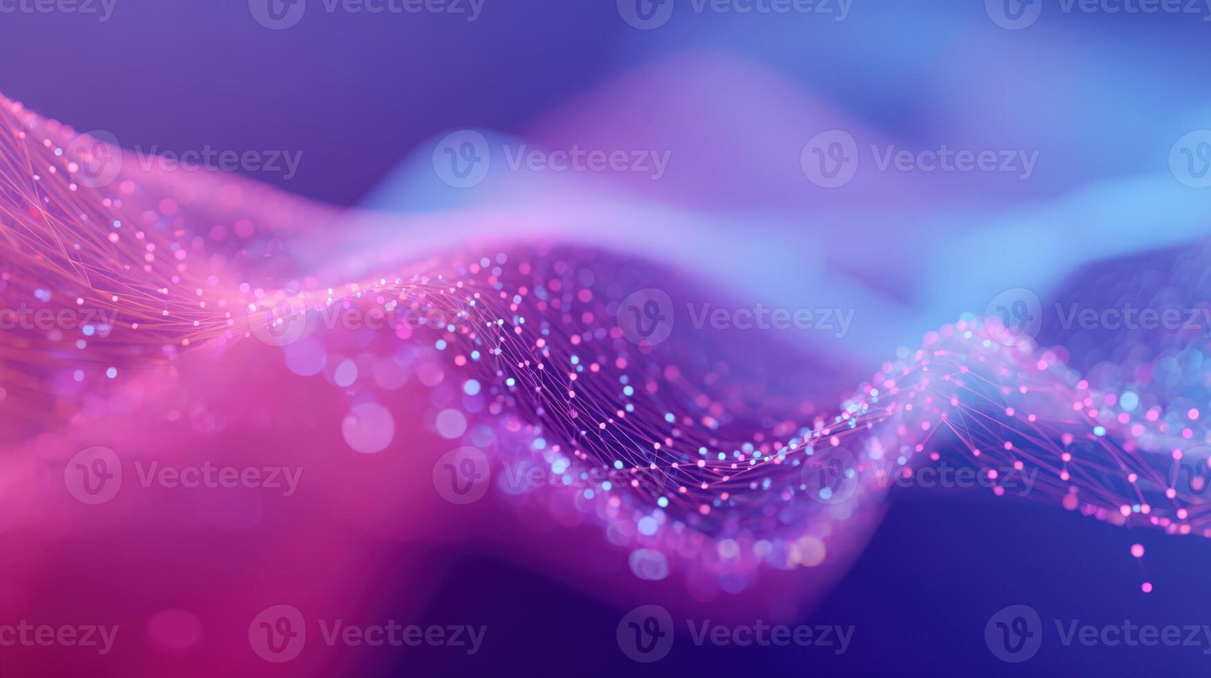 Abstract Wavy Background with Pink and Blue Gradient, Connected Dots and Lines for Technology and Science photo