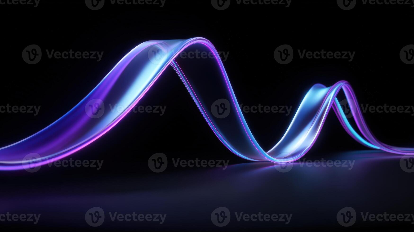 Dynamic Abstract Ribbon Wave with Neon Gradient on Black Background - Modern Design Element photo