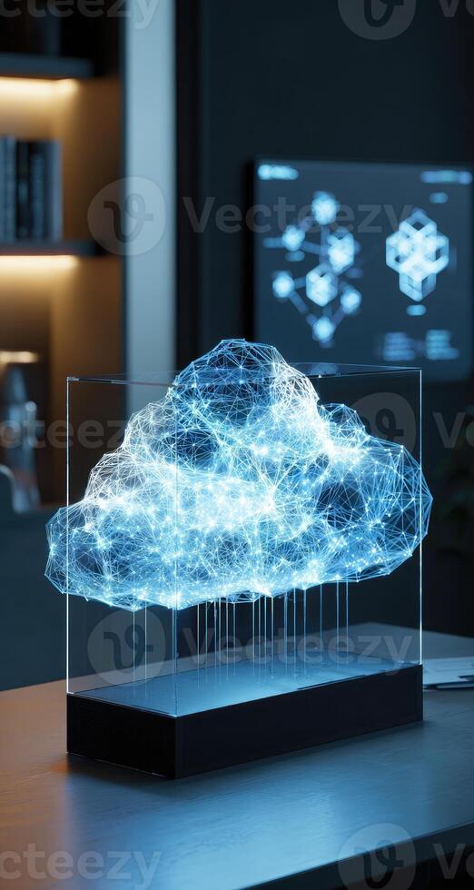 A computer screen with a cloud on it photo