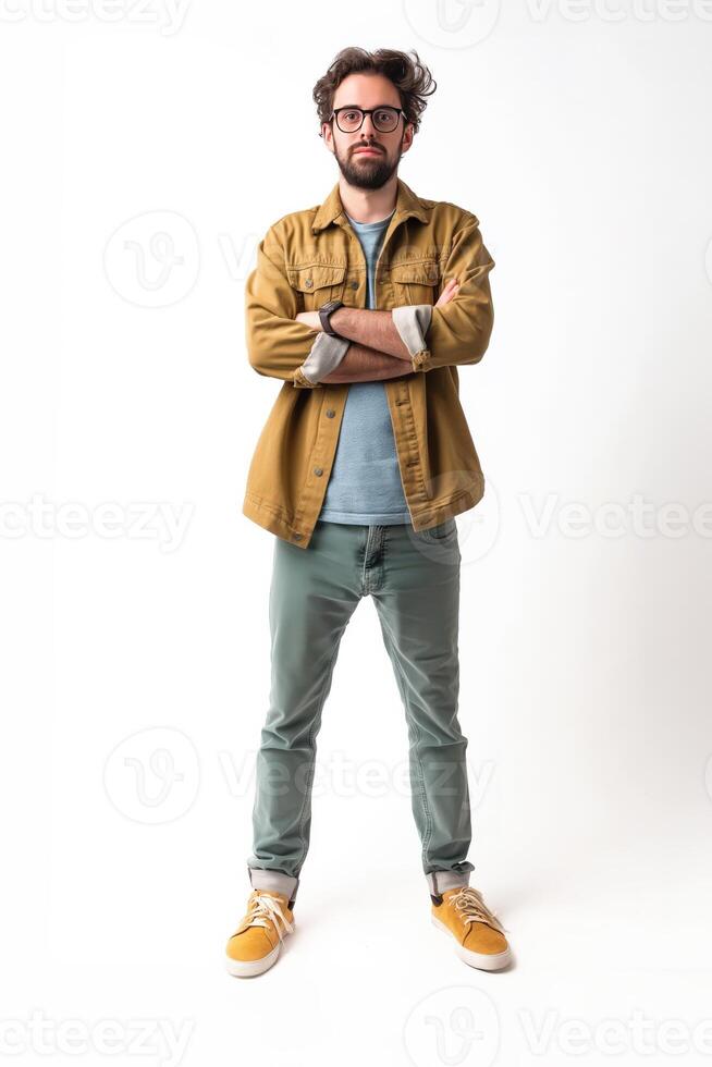 Coder Standing with Digital Tablet in Hands photo