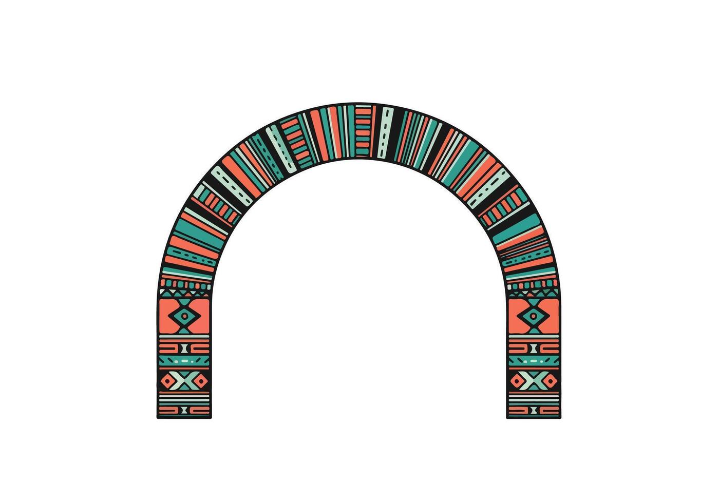 An arch with a colorful pattern on it vector