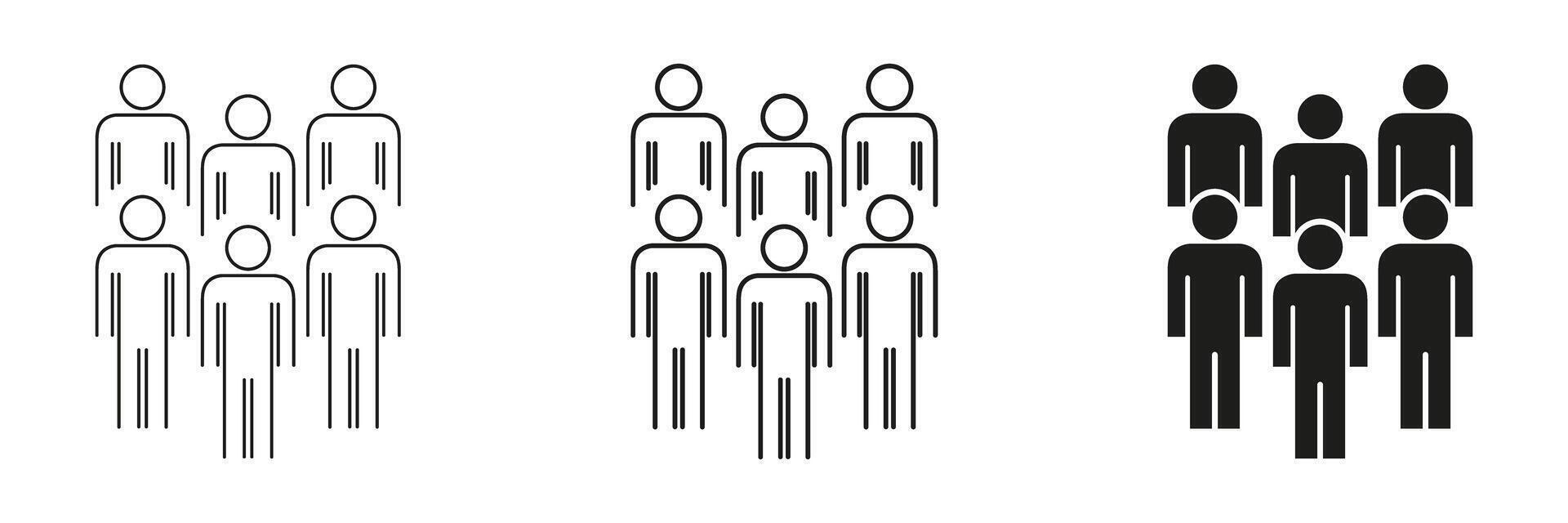 Group Of People Icon Set. Community, Teamwork, And Social Interaction Outline And Silhouette Symbol Collection. Representation Of Unity And Collaboration vector