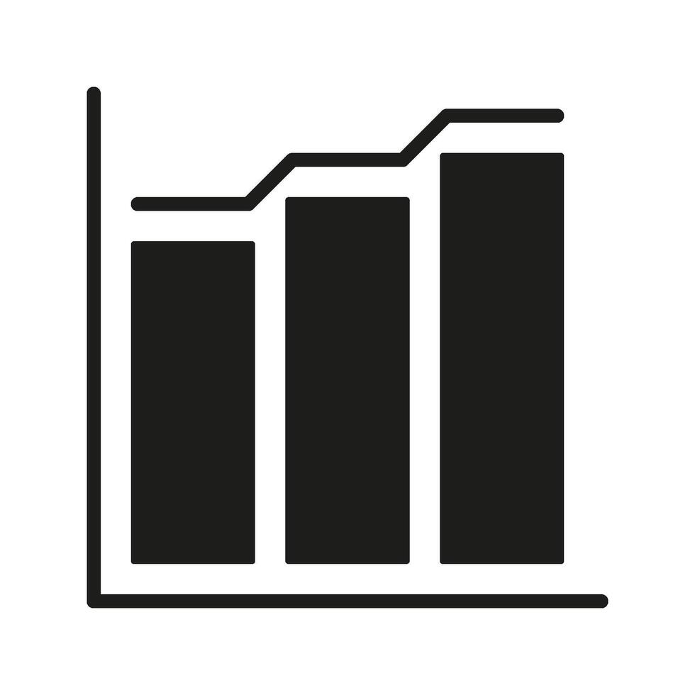Bar Chart With Line Graph Icon. Data Analysis, Business Growth, And Financial Performance Tracking Silhouette Symbol. Statistical Visualization. Isolated Illustration vector