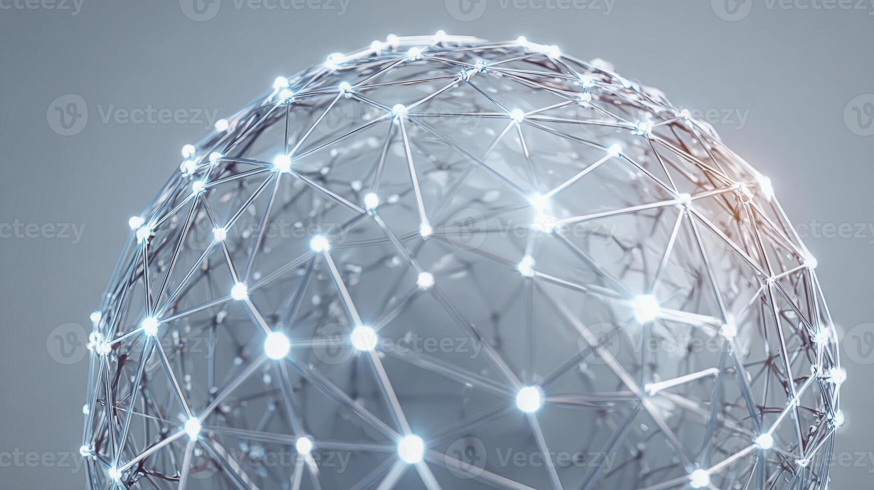 Global Network Sphere with Connected Dots Modern Technology and Communication Concept, Abstract 3D Rendering photo