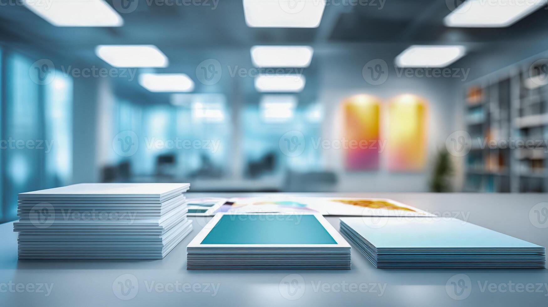 Office Paperwork Clean Documents Stacked on Desk in Modern Workspace Environment - Concept for Business and Administration photo