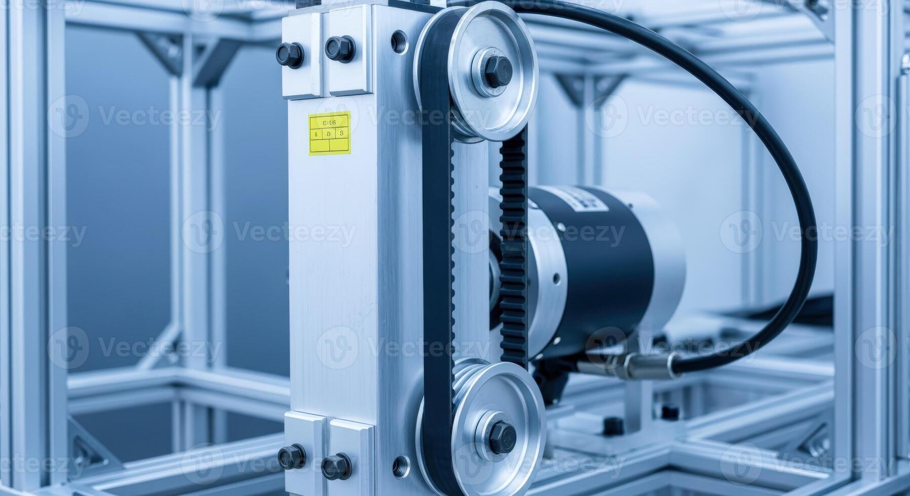 Industrial Automation System Detail Precision Belt Drive Mechanism with Motor and Aluminum Frame, Engineering and Robotics photo