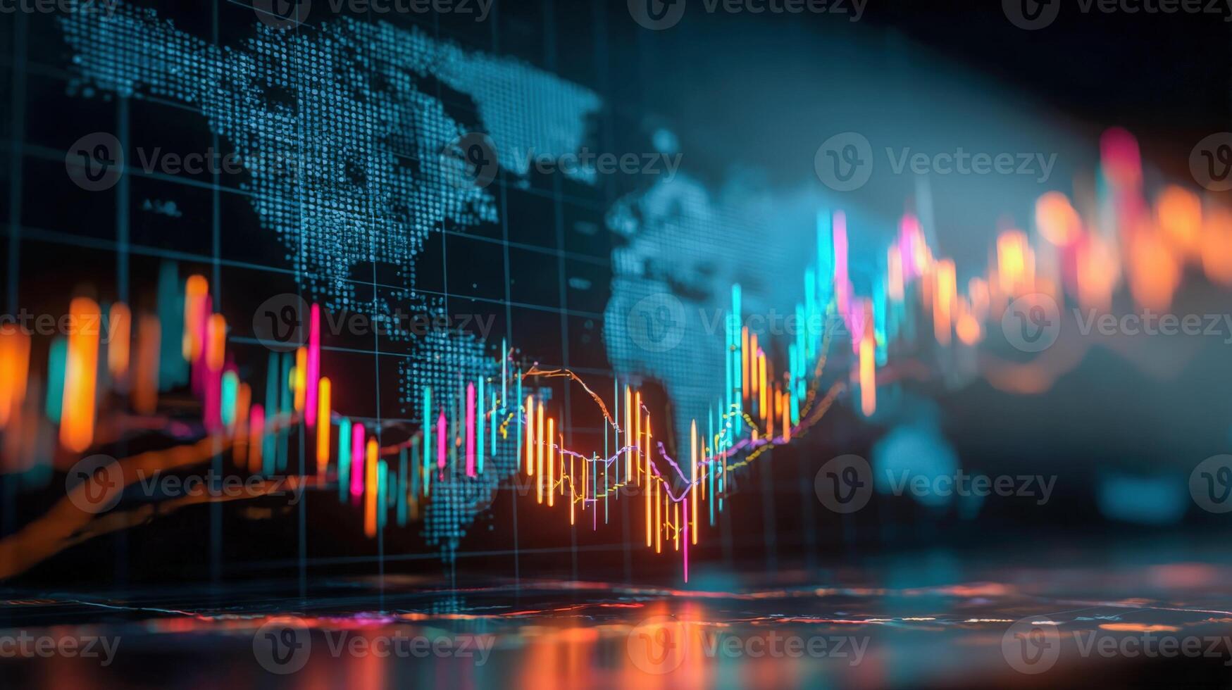 Global Stock Market Analysis Displaying Candlestick Charts, Data Visualization, and Financial Trends for Investment Strategies photo