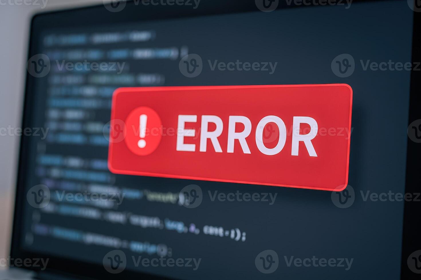 Computer Screen Showing Error Message with Red Exclamation Point, Indicating Software or System Malfunction photo