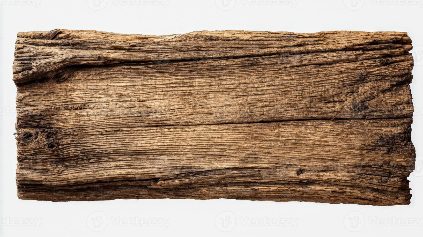 Rustic Wood Plank Isolated on White, High-Resolution Texture for Mockups and Design Overlays photo