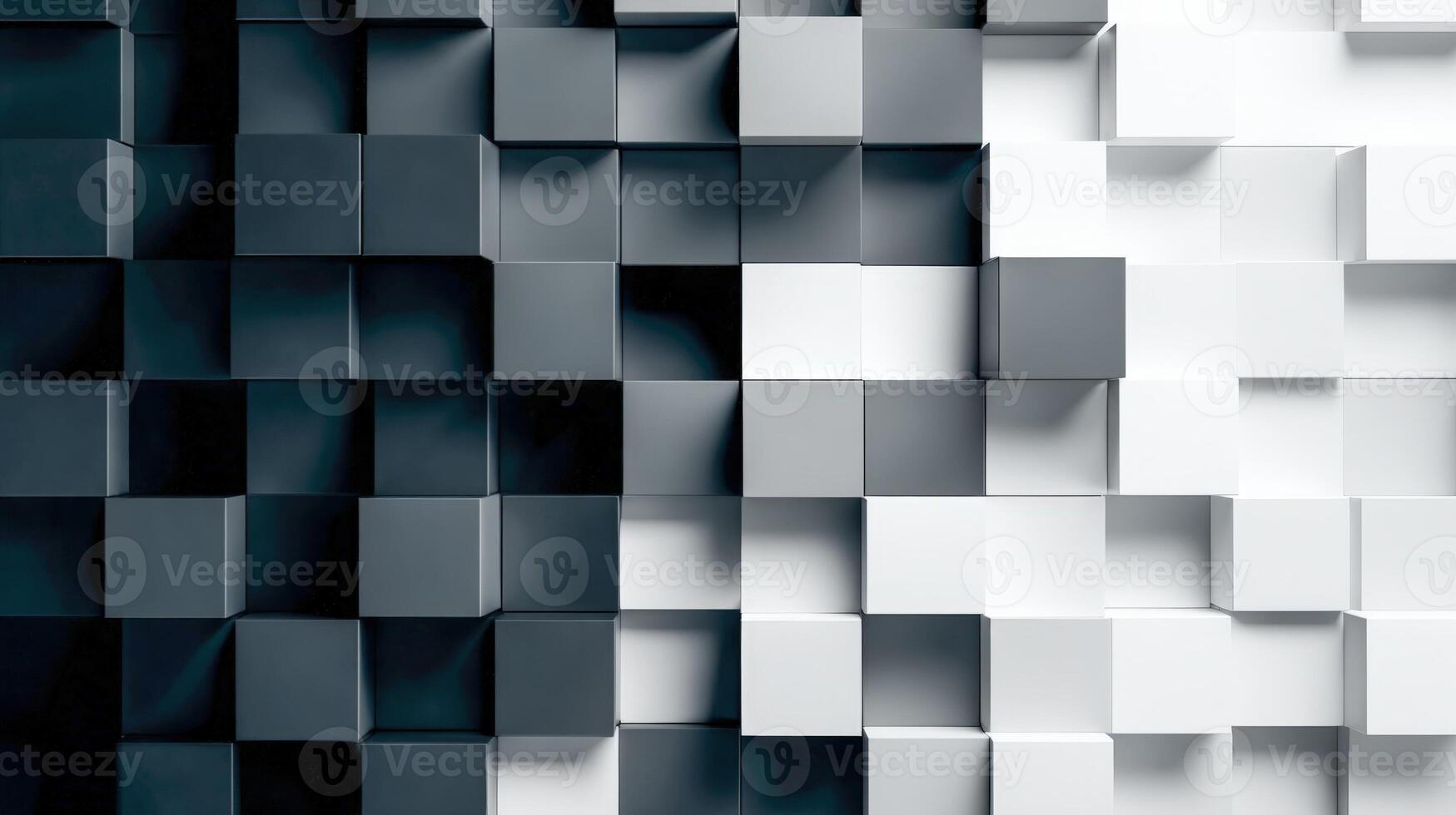 Abstract Black and White Cubes Background with Gradient Effect, Geometric Pattern for Modern Design photo