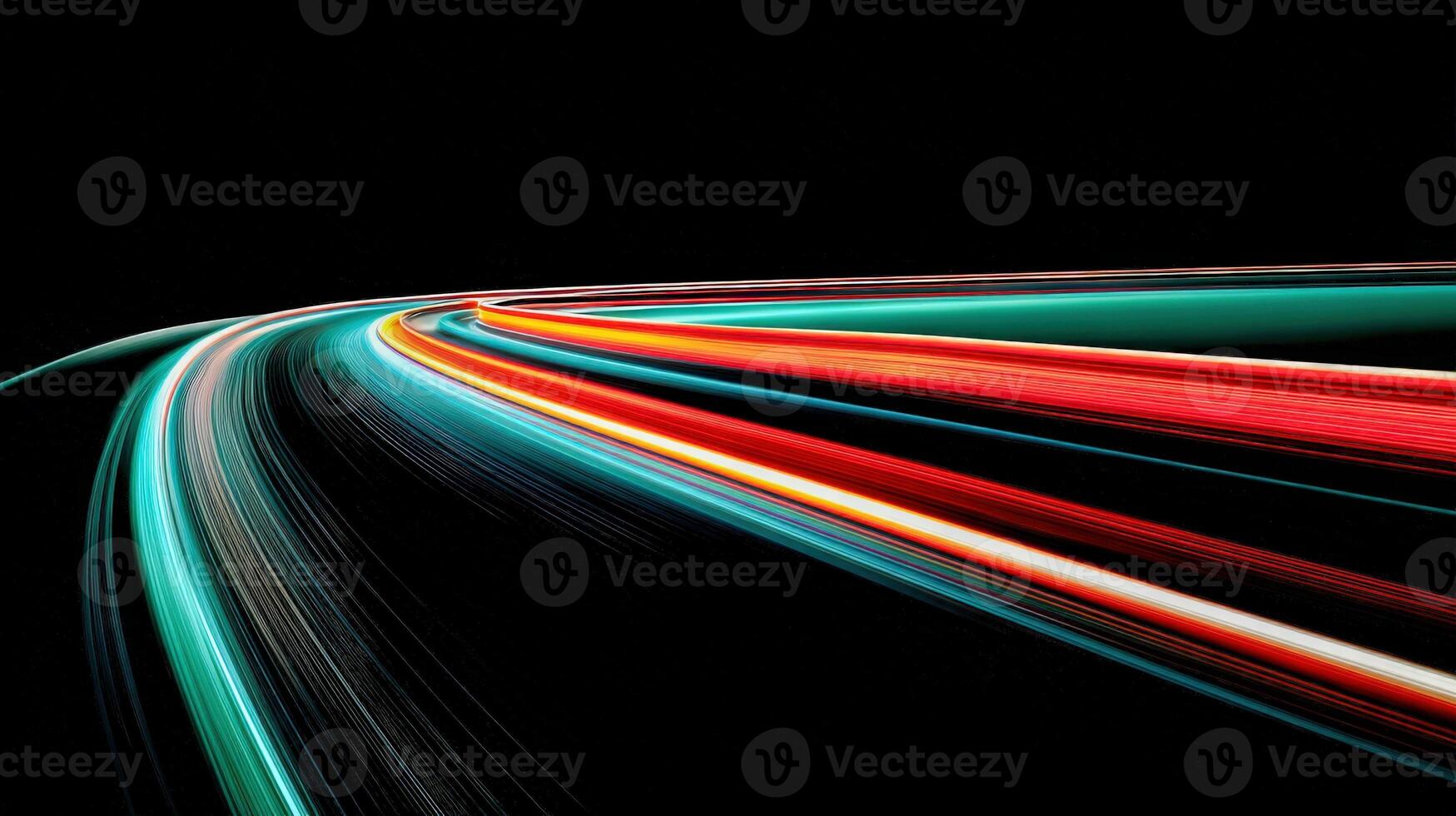 Dynamic Abstract Light Trails on Black Background for Futuristic and Technology Concepts photo
