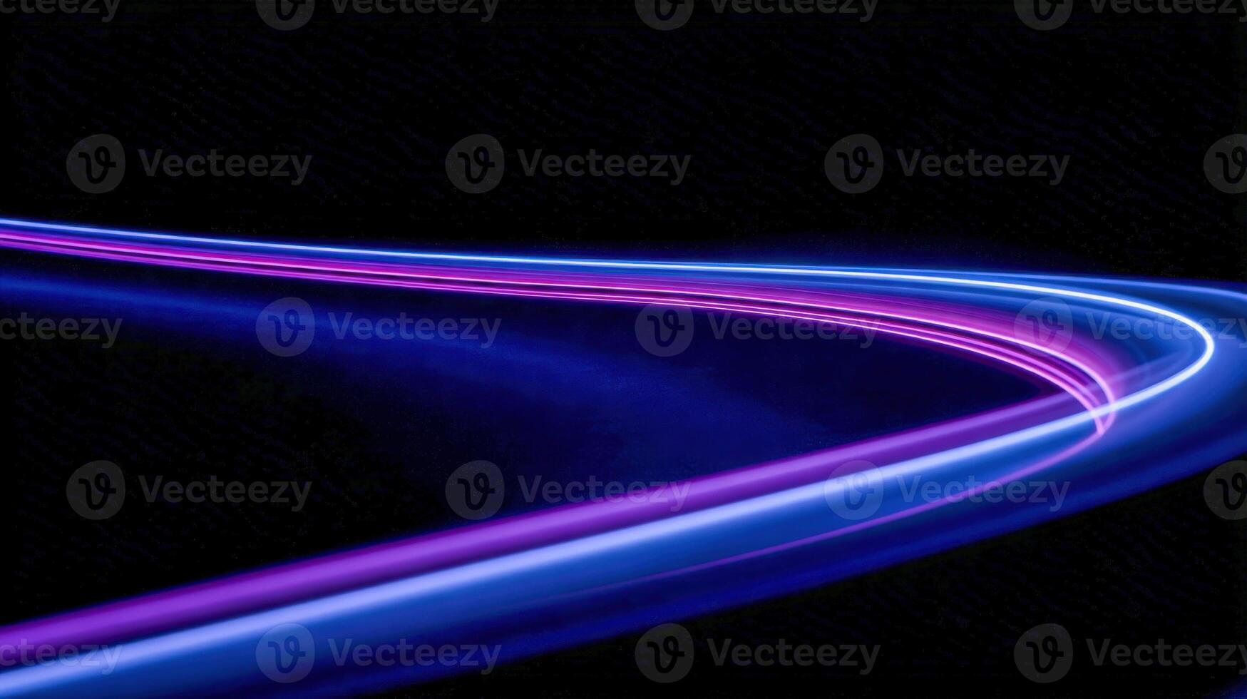 Abstract Light Trails in Deep Black Background, Representing Speed, Technology and Modernity Concepts photo