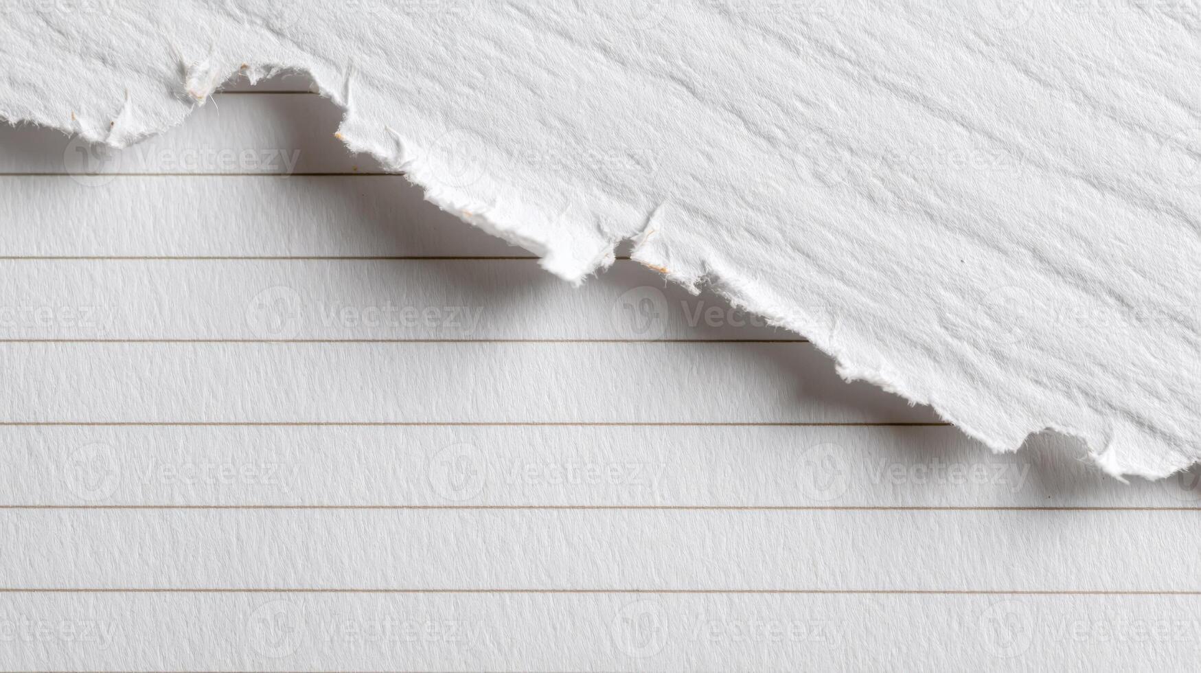 Torn Paper Texture on Lined Background, Close-Up Abstract Design, Blank Space for Text Overlay photo