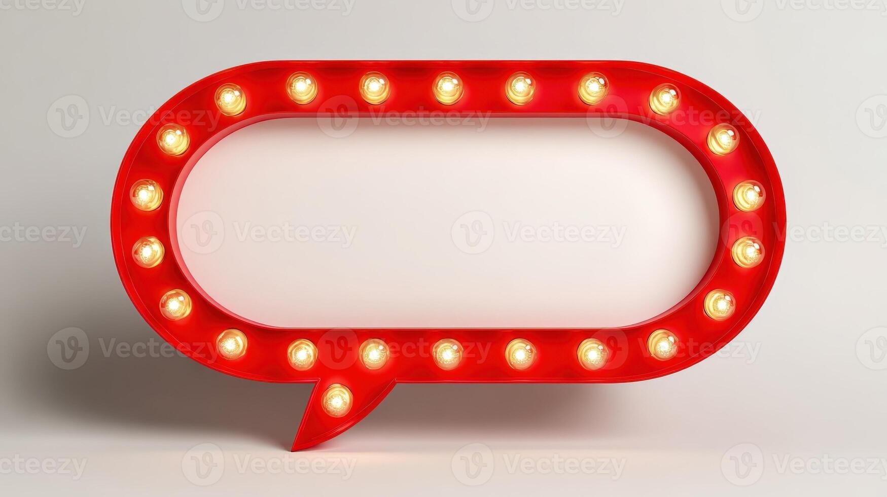 Retro Style Red Marquee Sign with Lights, Empty White Space for Text, Advertisement photo