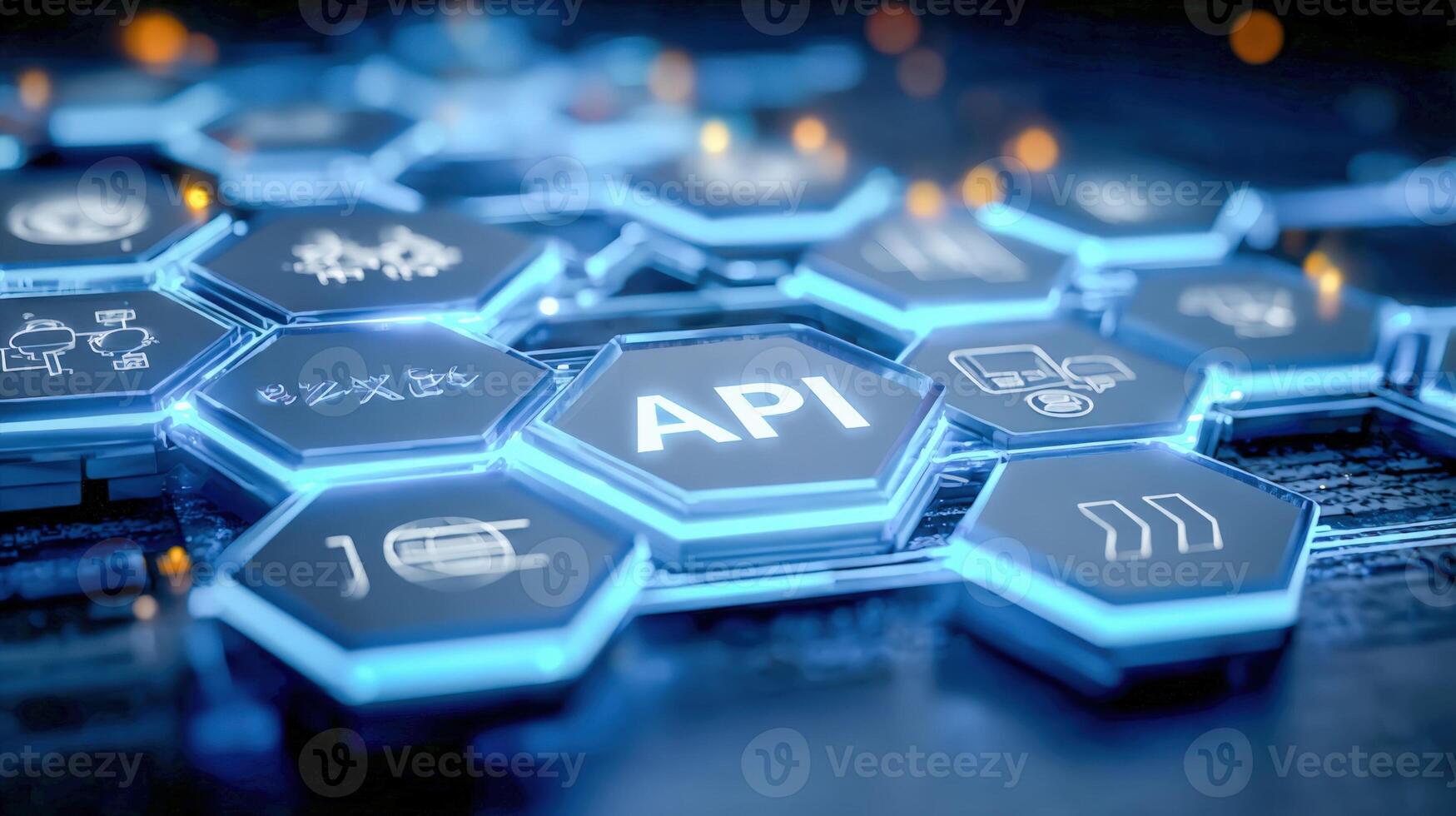 API Hexagonal Interface Seamless Connection and Data Integration in Technology Driven World photo