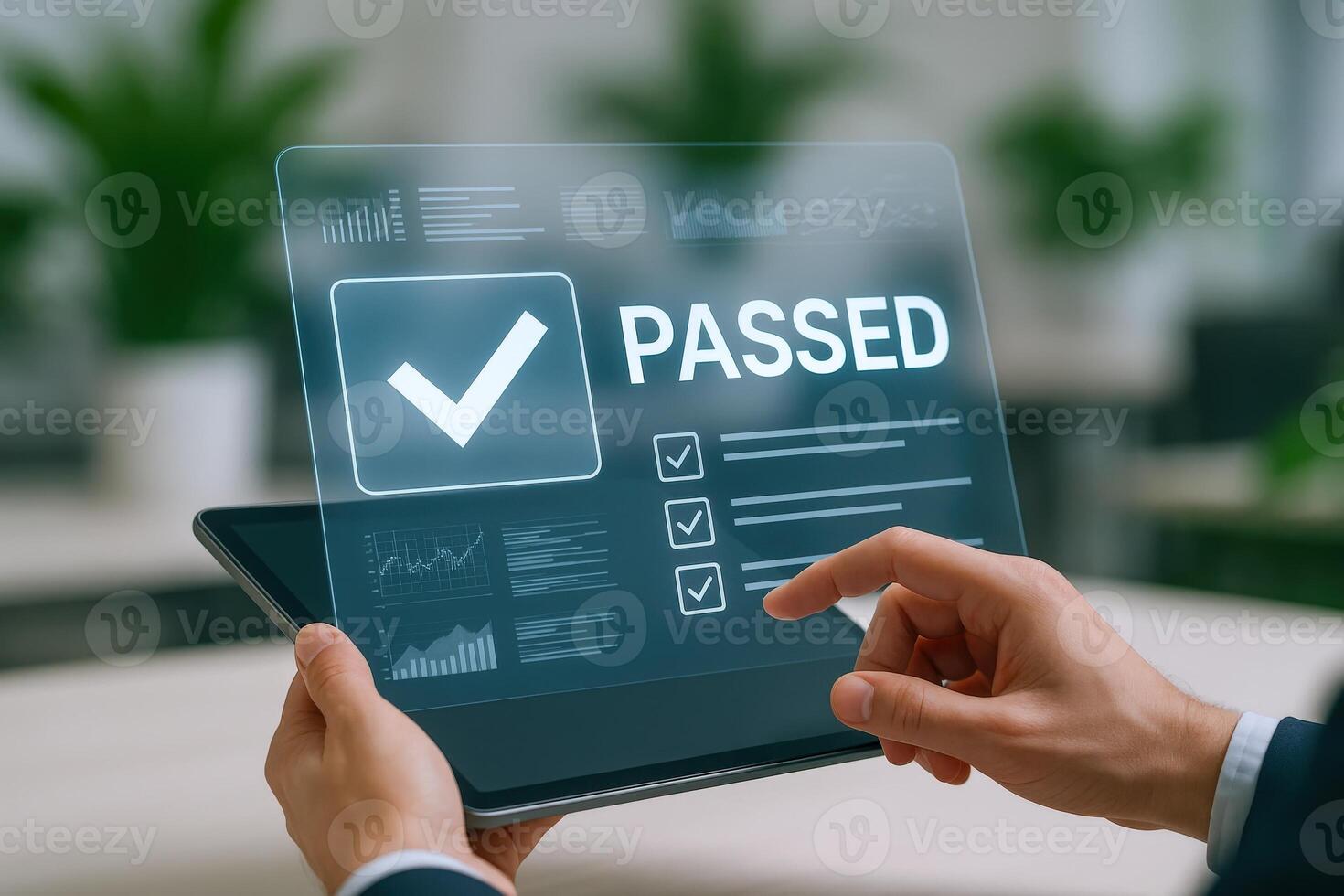 Approval Confirmation Displayed on Tablet Project Completion, Task Verification, and Digital Workflow Validation photo