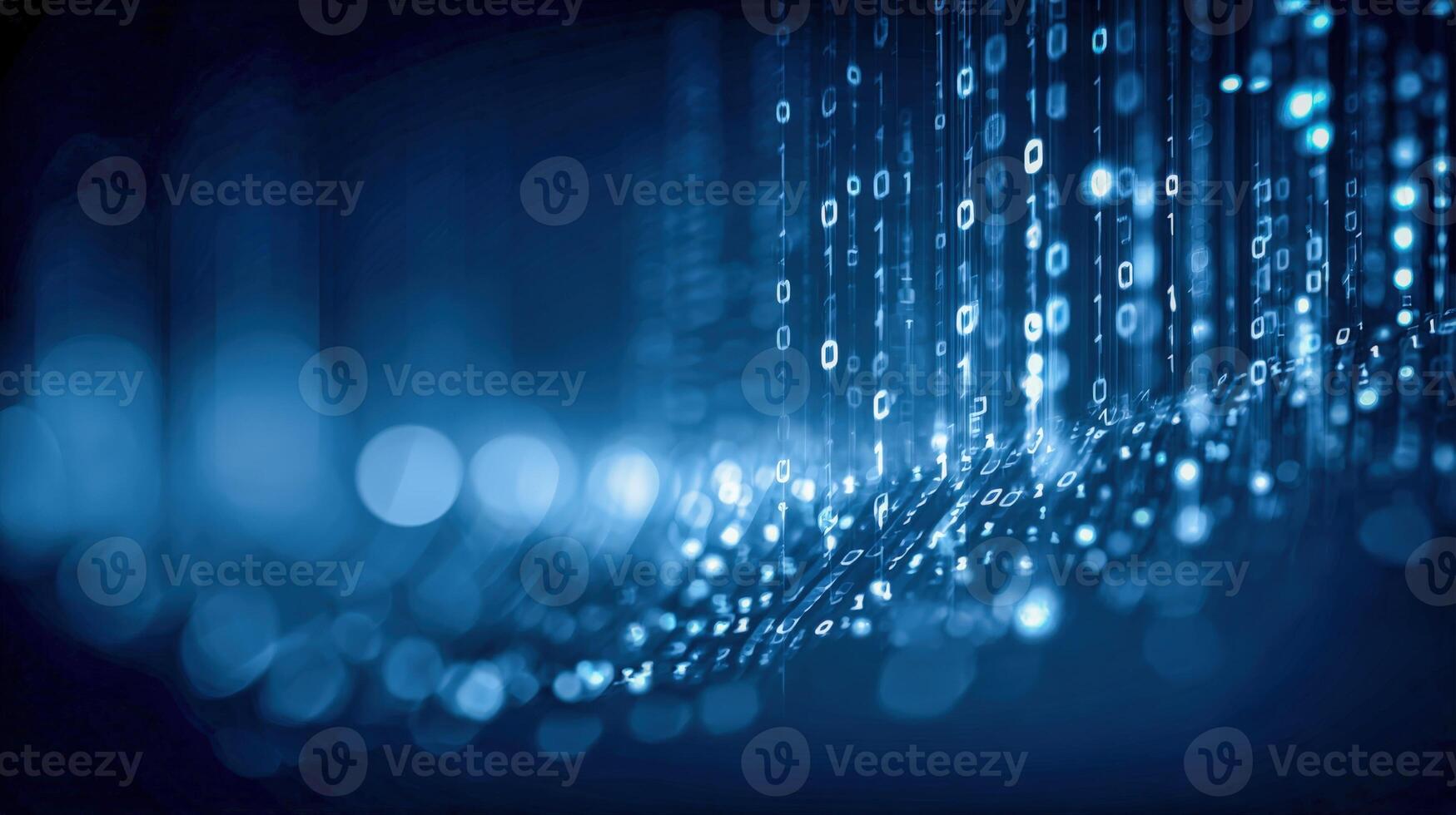 Abstract Binary Code Stream Futuristic Digital Data Flow and Artificial Intelligence Background photo