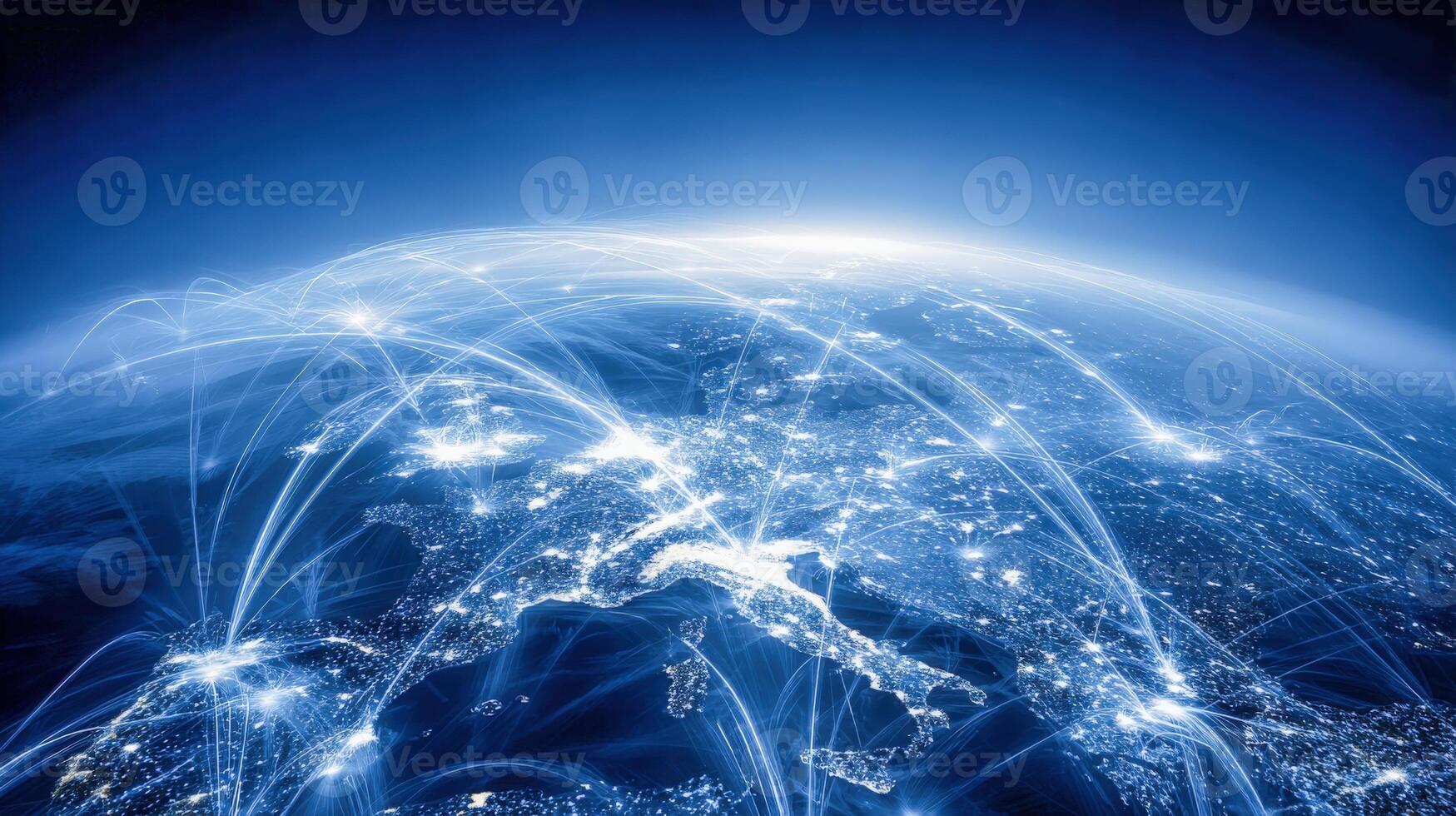 Global Network Connection Visualizing Data Transmission and Communication, Illustrating Worldwide Digital Connectivity and Infrastructure photo