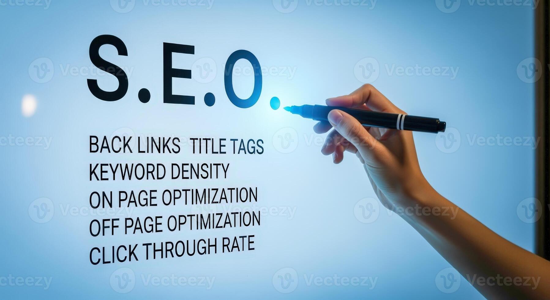 Hand Demonstrates Digital Strategy on Glass Display, Highlighting Search Engine Optimization Concepts for Business Growth photo