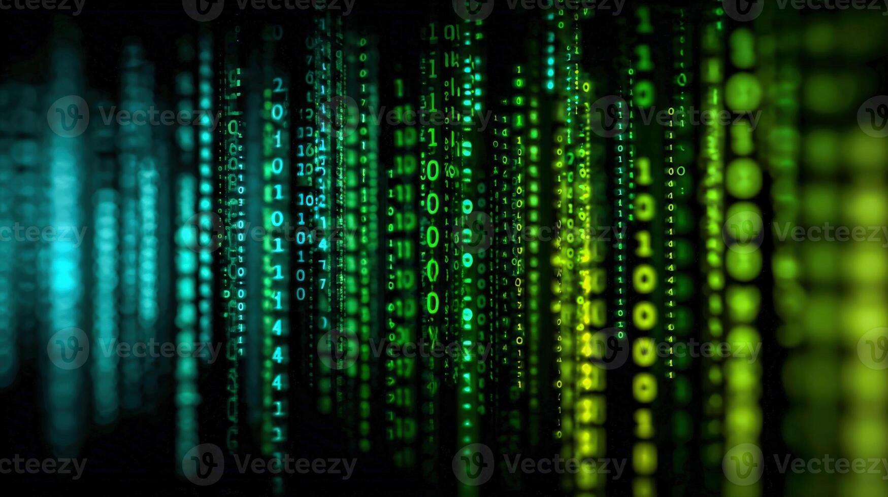 Abstract digital stream of binary code background featuring a futuristic data flow visualization photo