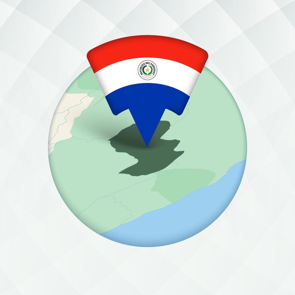 Paraguay Map Highlighted with Flag Marker. vector
