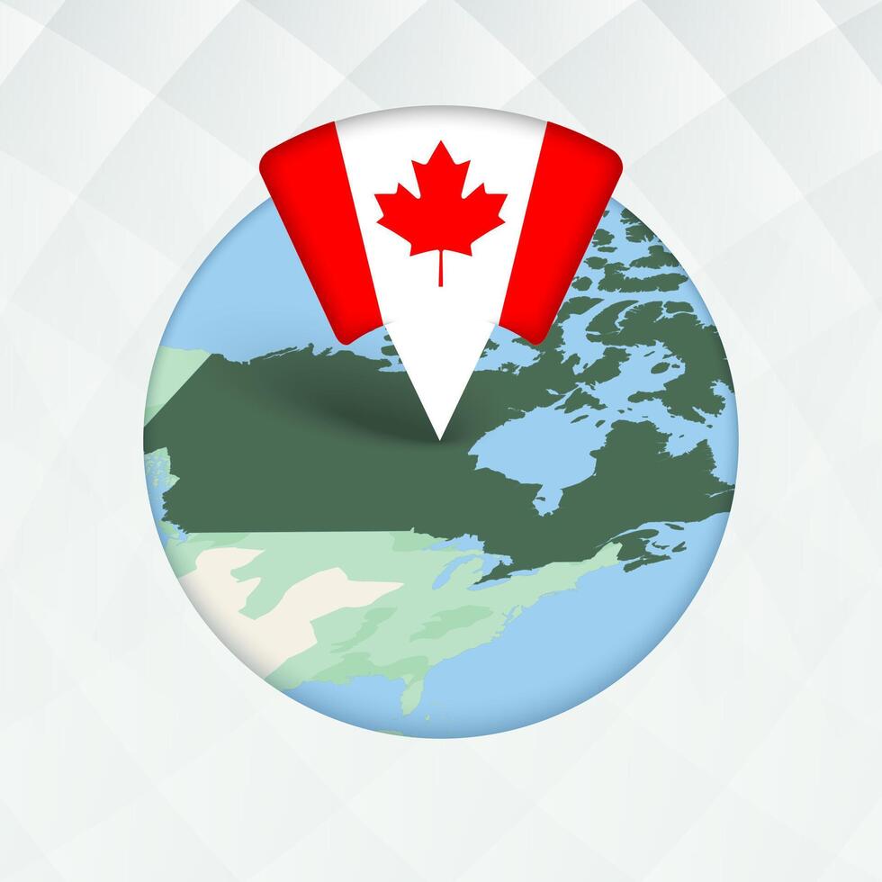 Canada Map Highlighted with Flag Marker. vector