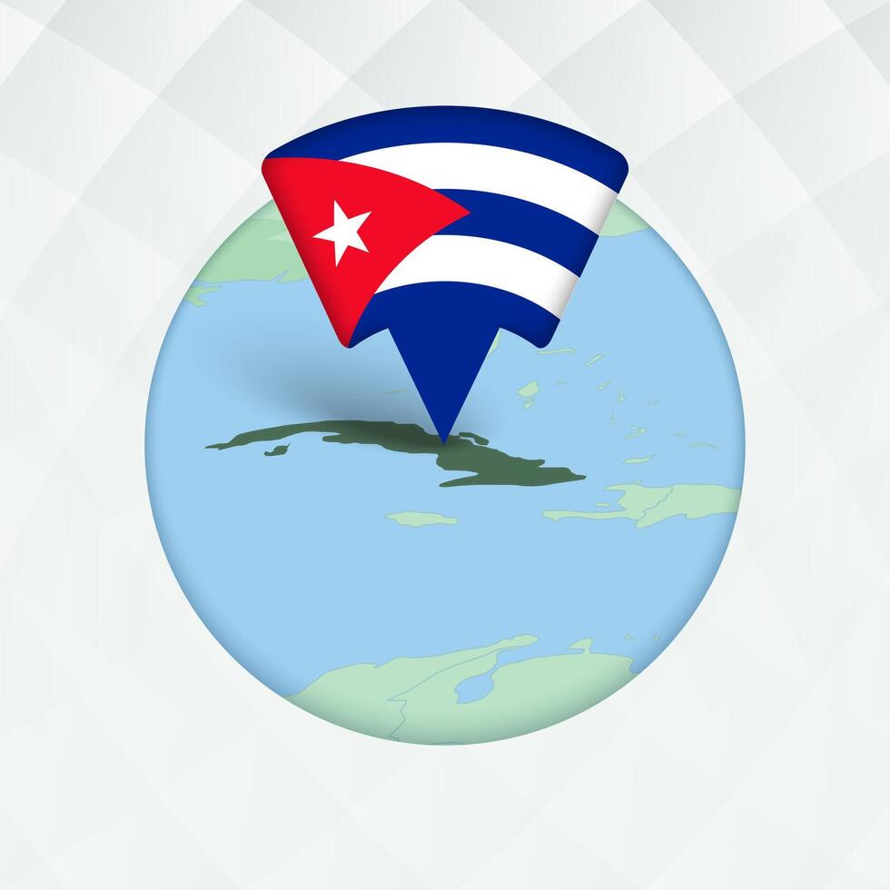 Cuba Map Highlighted with Flag Marker. vector