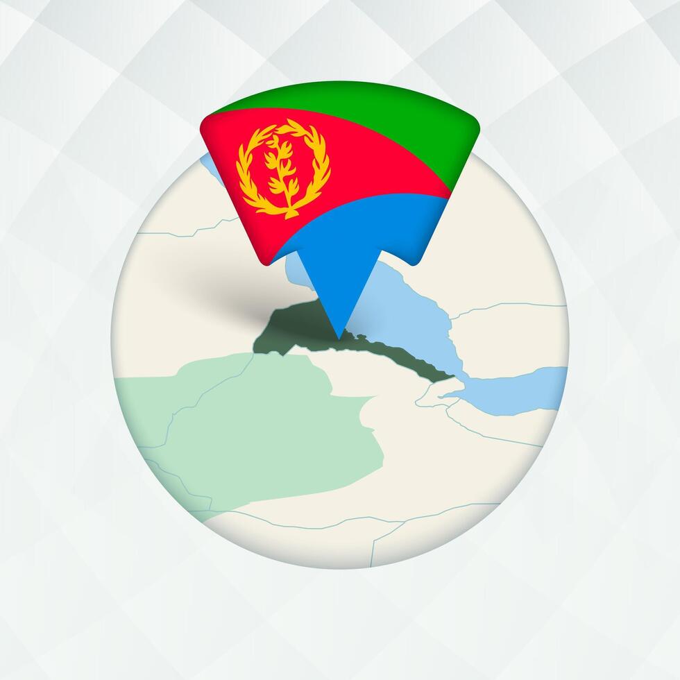 Eritrea Map Highlighted with Flag Marker. vector