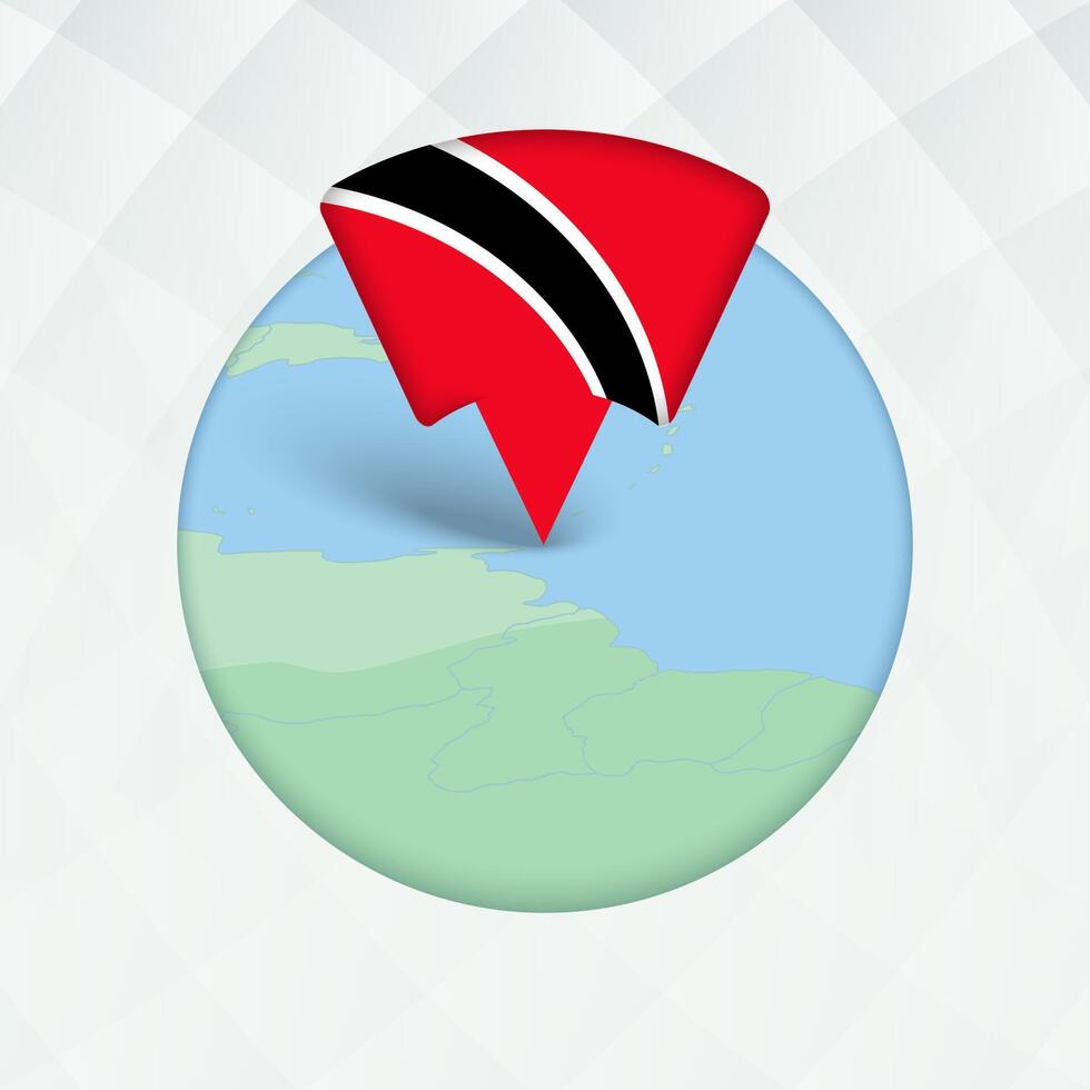 Trinidad and Tobago Map Highlighted with Flag Marker. vector