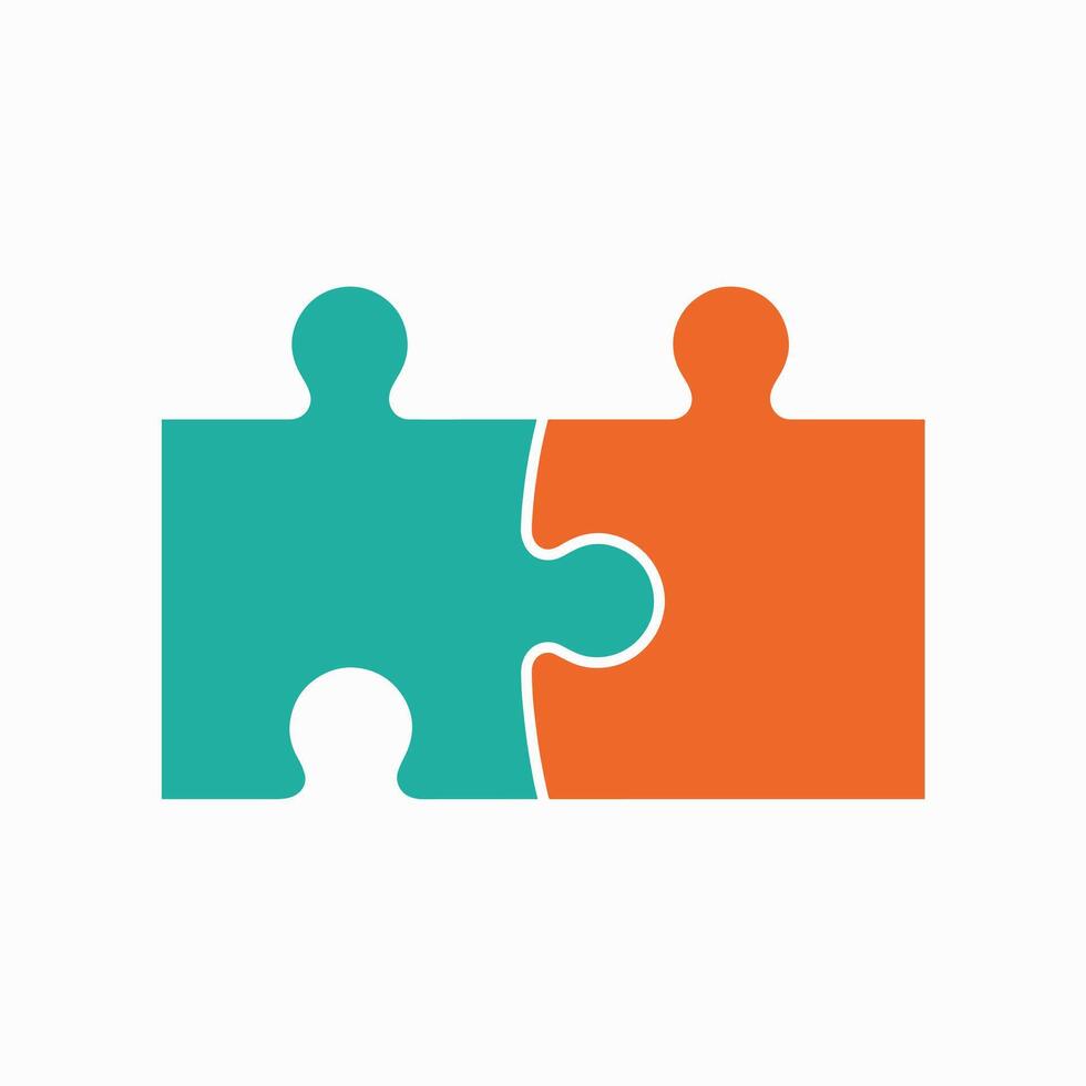 Two Interlocking Puzzle Pieces Representing Connection Teamwork Integration and Collaboration Concepts vector