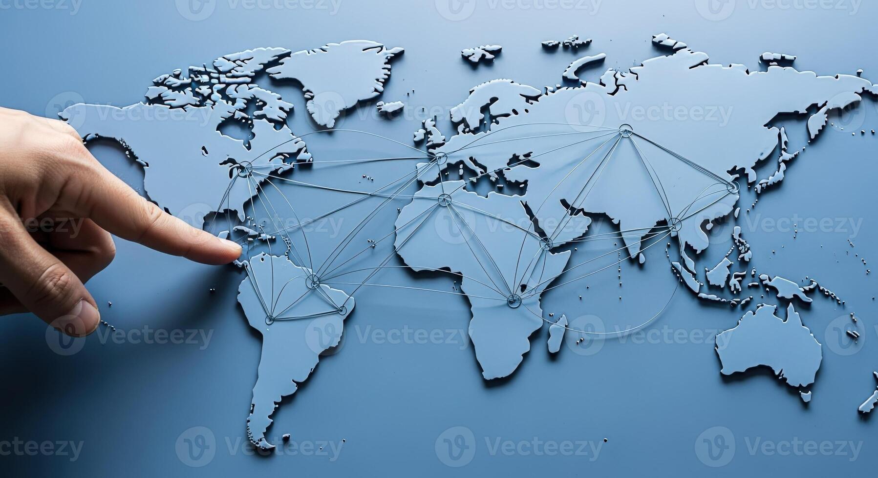 Global Network Connection on World Map International Business Strategy and Global Communication Concepts photo
