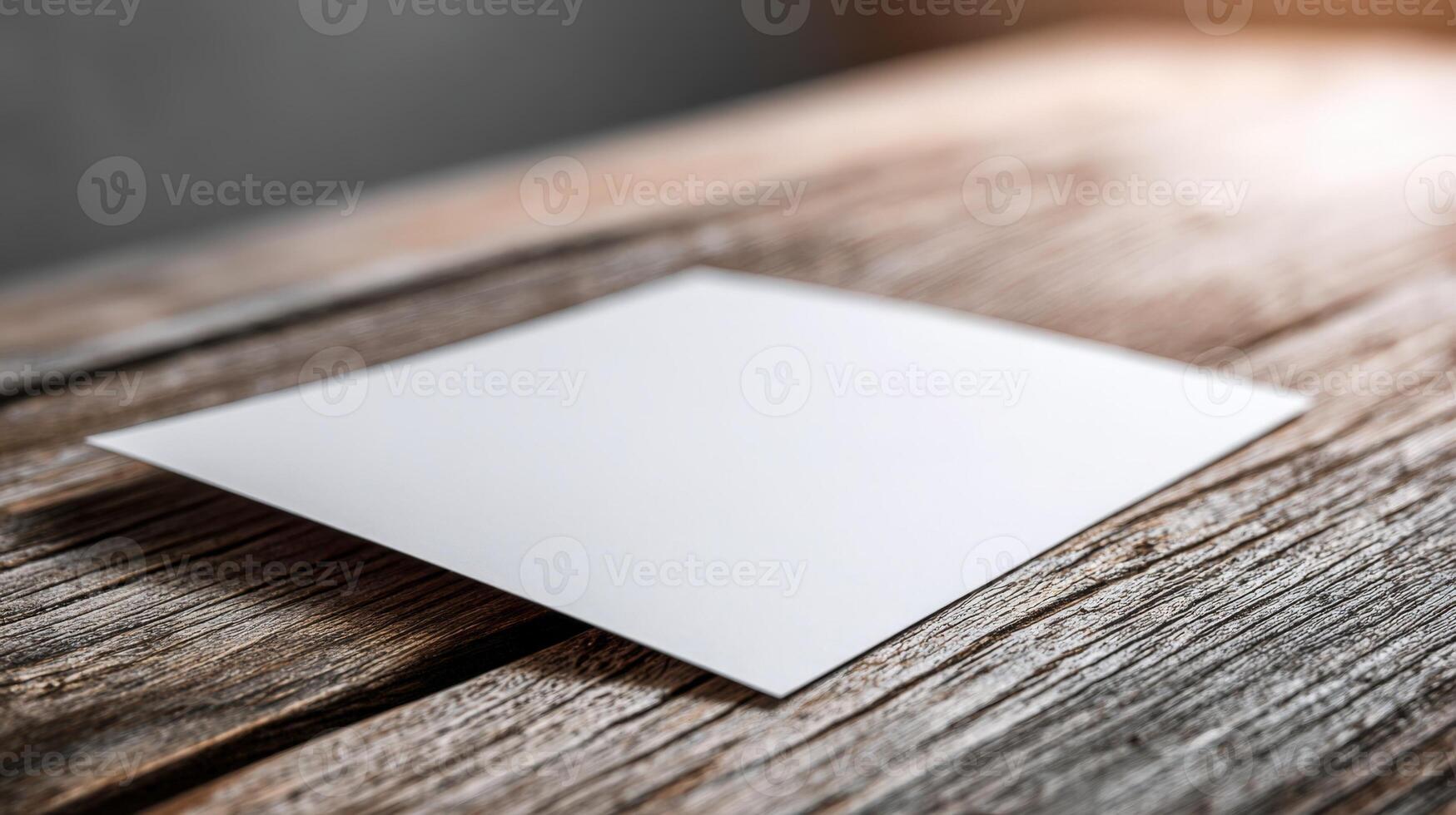 Blank Square Card Mockup on Rustic Wood Ideal for Branding, Design, and Invitations photo