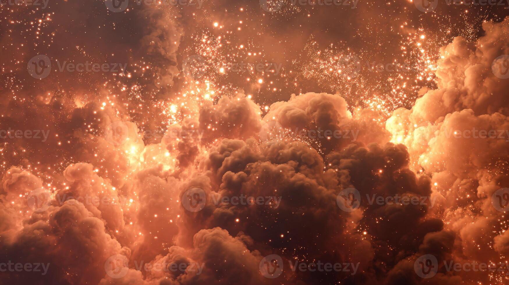 Dramatic Explosion of Fire and Smoke Creating an Impressive Visual Effect of a Fireball in Dark Sky photo