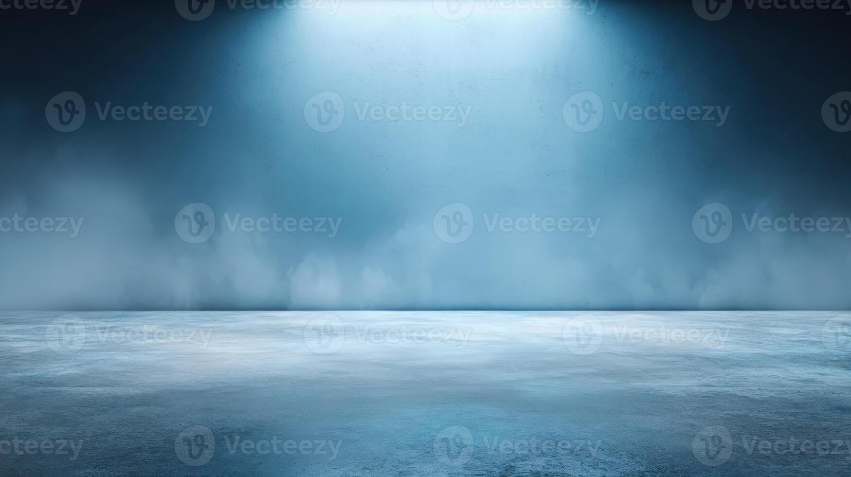 Abstract Studio Background with Fog, Blue Lighting, and a Concrete Floor for Product Display photo