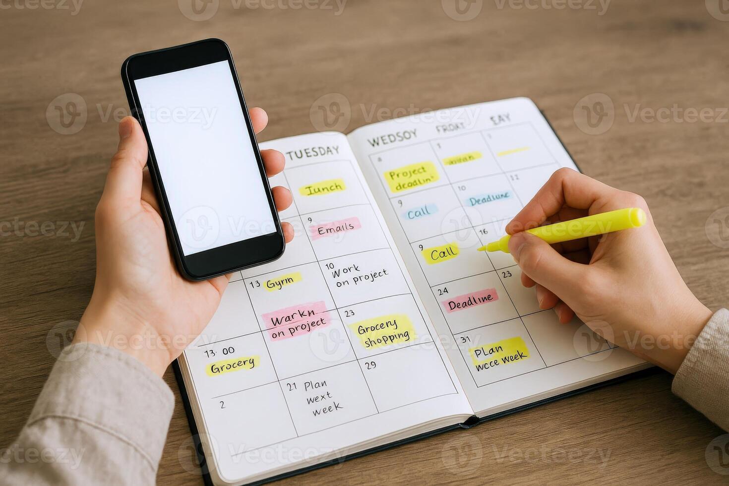 Person Planning and Scheduling in a Daily Planner with Smart Phone for Organization and Productivity photo