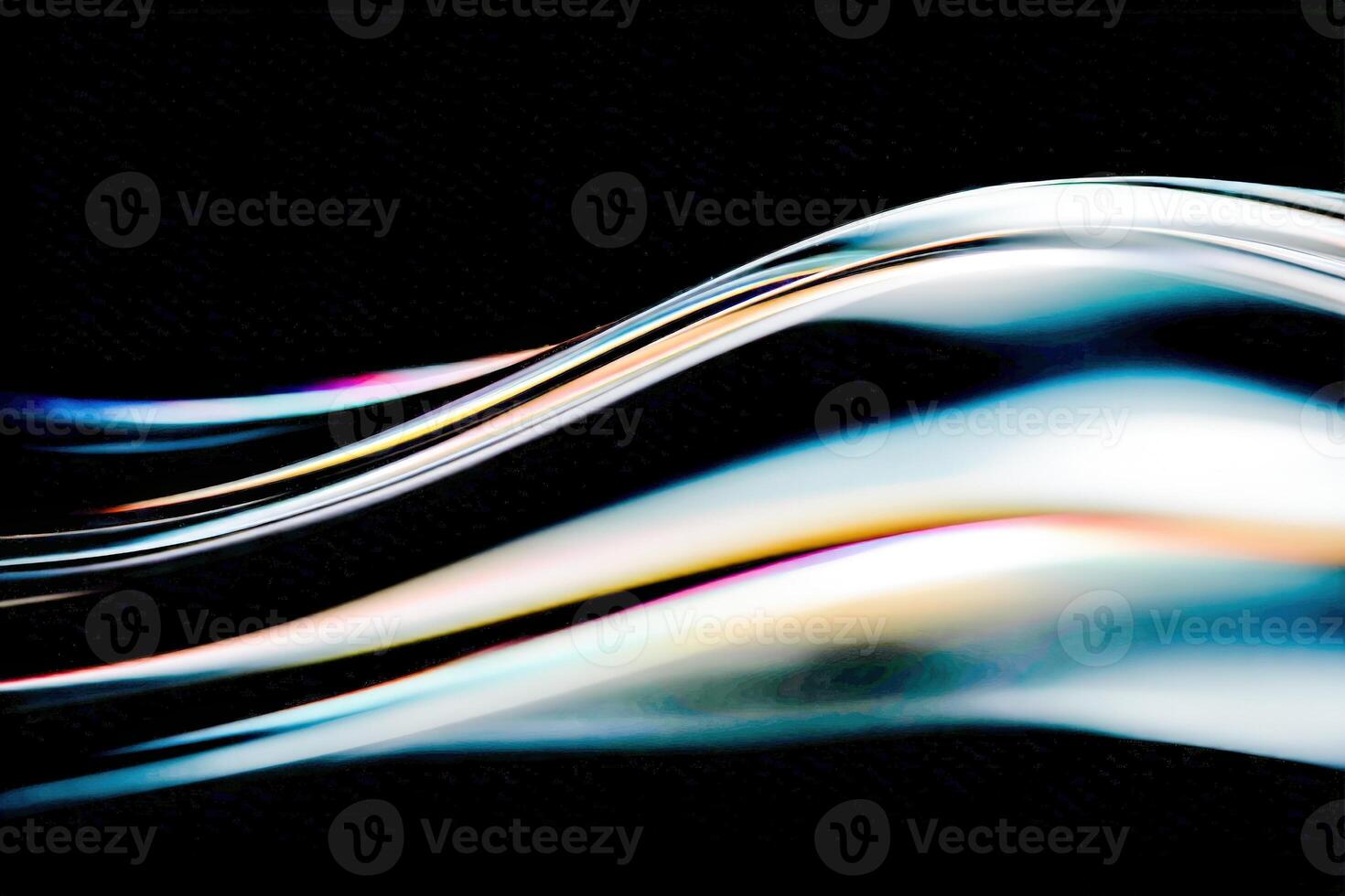 Abstract Wave Form with Metallic Sheen on Black Background, Modern Design Element photo