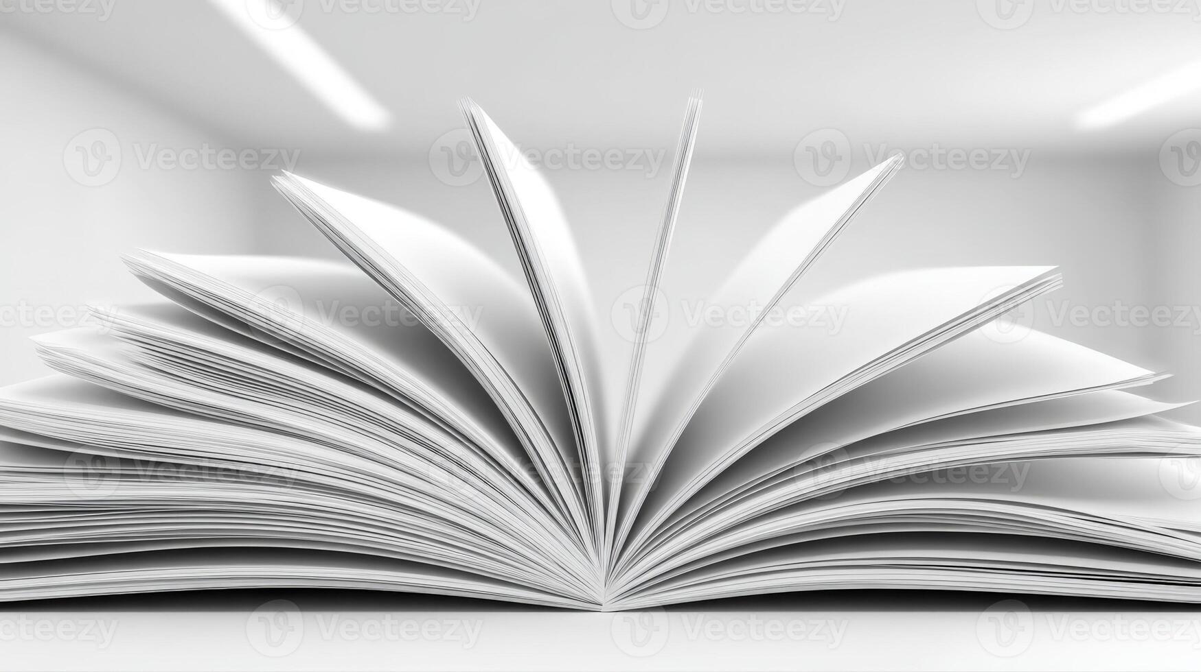 Open Book with Blank Pages in a Bright Room, Ready for Text and Creative Design photo