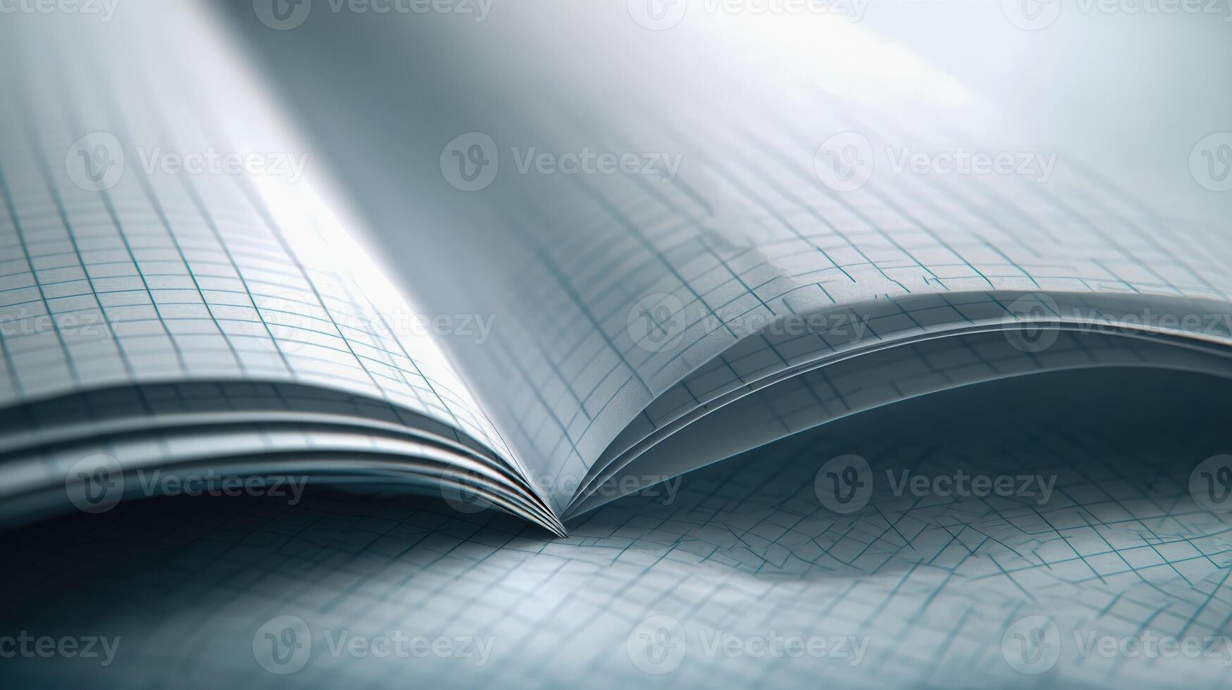 Open Notebook Showing Blank Grid Paper, Emphasizing Potential for Writing, Planning, and Conceptualizing Ideas photo