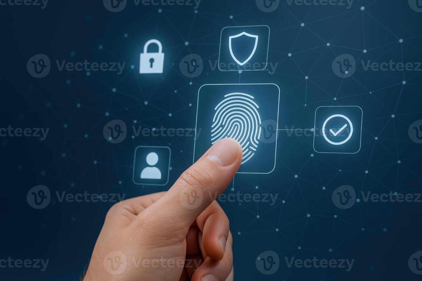 Fingerprint Authentication on Digital Screen Secure Access and Biometric Identification Technology Concept photo