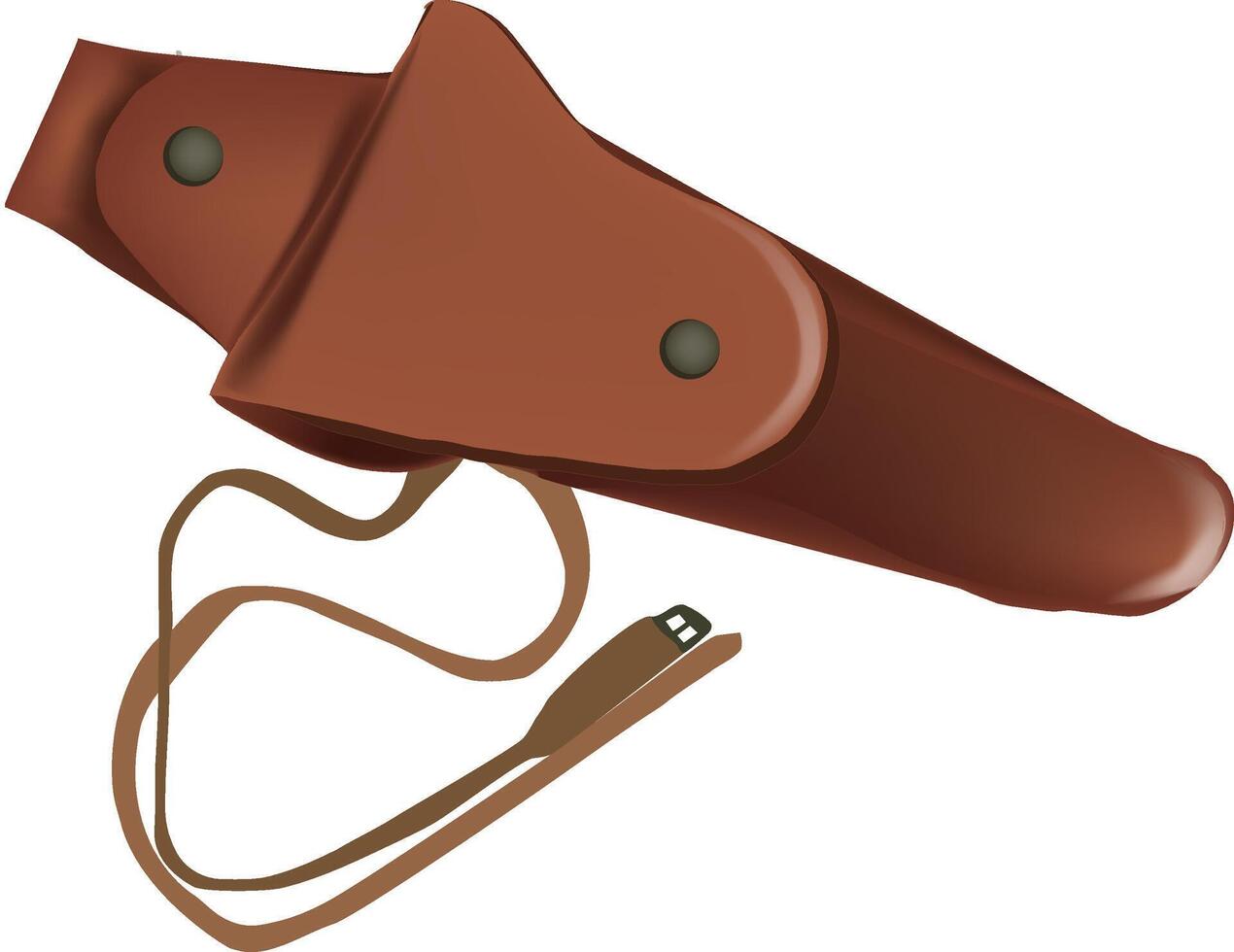 Empty brown leather holster with belt loop on white background vector