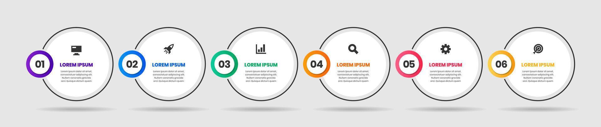 Infographic Element Design Templates with Icons and 6 Numbers. Suitable for Process Diagram, Workflow Layout, Banner, Infographic vector