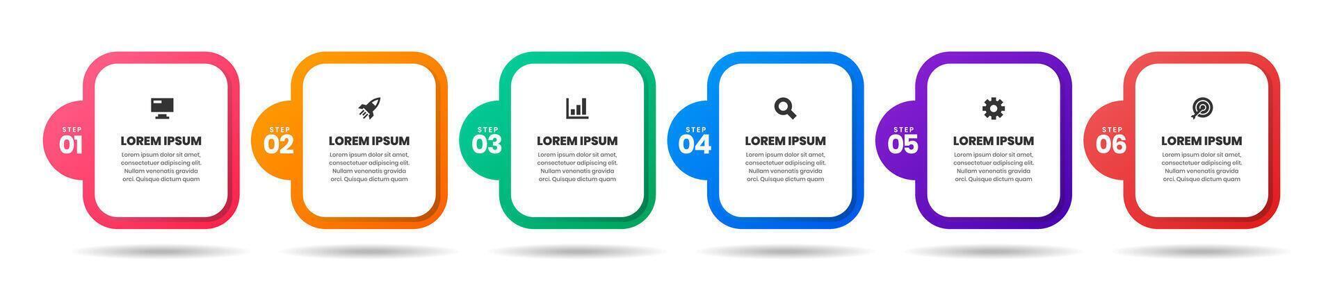 Timeline Circle Infographic Element Design Templates with Icons and 6 Options. Suitable for Process Diagram, Presentations, Workflow Layout, Banner, Flow Chart vector