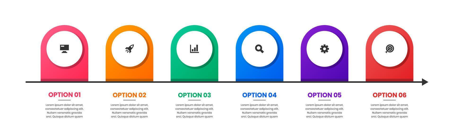 Infographic Element Design Templates with Icons and 6 Options or Steps. Suitable for Process Diagram, Presentations, Banner, Flow Chart, Infographic vector