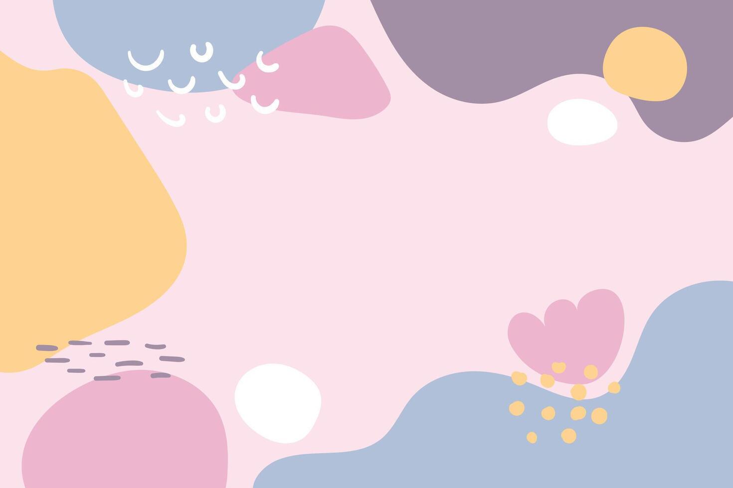 Pastel Minimal Background with Abstract Shapes and Lines. Hand Draw Colorful Modern Backdrop vector