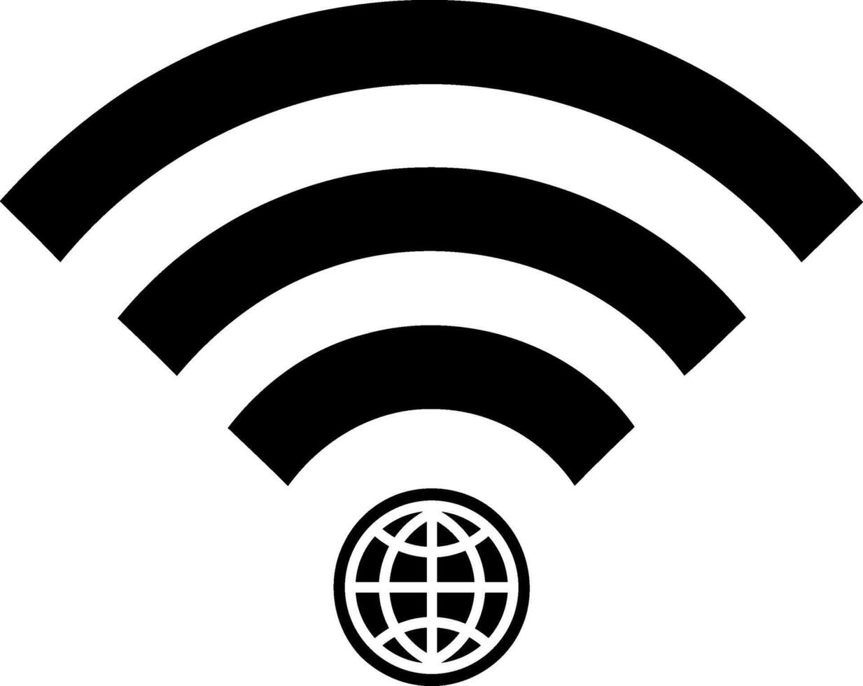 Wireless internet signal globe icon for global connection vector