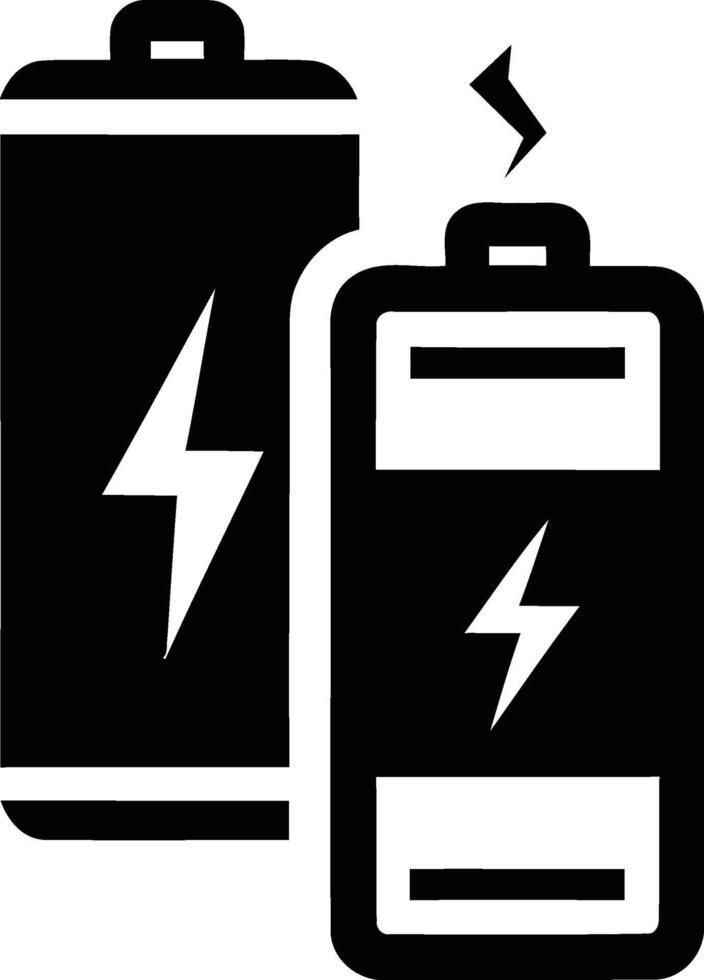 Two battery icons with lightning bolt power symbol simple graphic vector