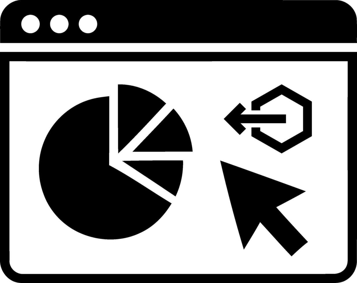 Website data analysis pie chart and cursor icon vector